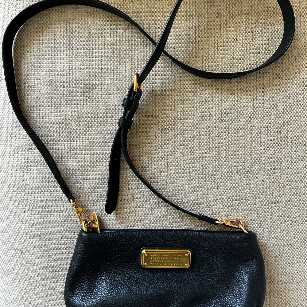 Marc By Marc Jacobs Black Crossbody Bag with Gold Accents
